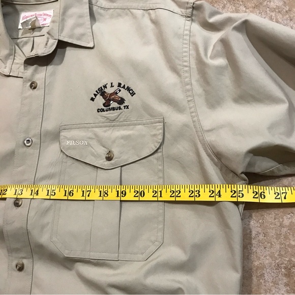 VINTAGE Filson Hunting Shooting Shirt USA Made Long Sleeve Large Mens Beige 552 - Picture 5 of 7